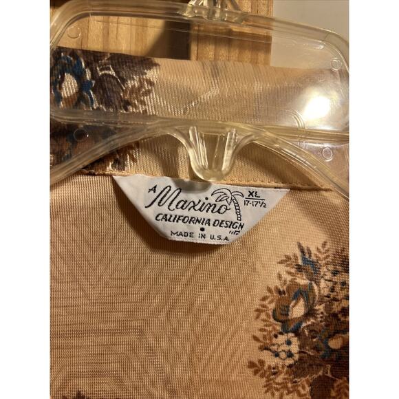 Maximo California Design Vintage Men's XL 17-17.5 Champagne Floral Button Shirt - Picture 2 of 11